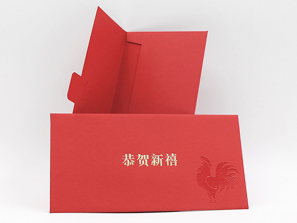 信封印刷厂家 西式红色竹丝纹信封（利是封烫金）
